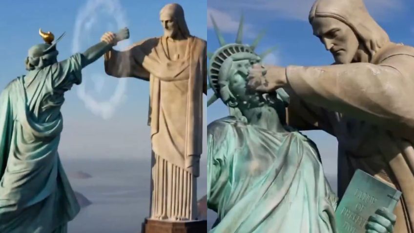 Cristo Redentor e Estátua da Liberdade lutam em vídeo publicado pelo Irã contra os EUA