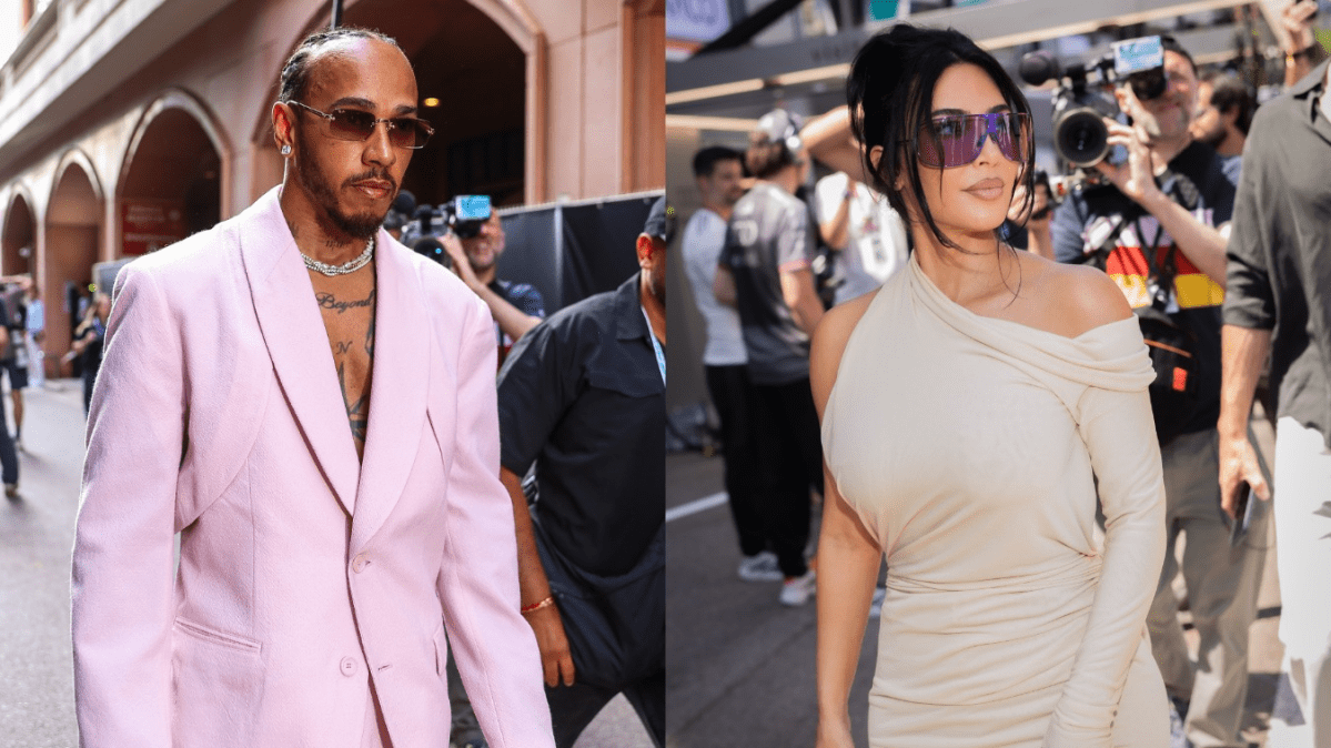 Kim Kardashian e Lewis Hamilton combinam look em 2º dia de F1 em Mônaco