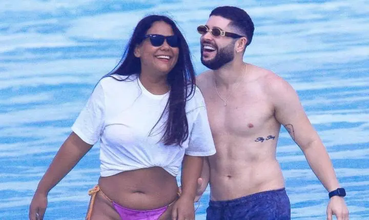 Fotos: ex-BBBs Chaiany e Marcelinho são flagrados por paparazzo na praia