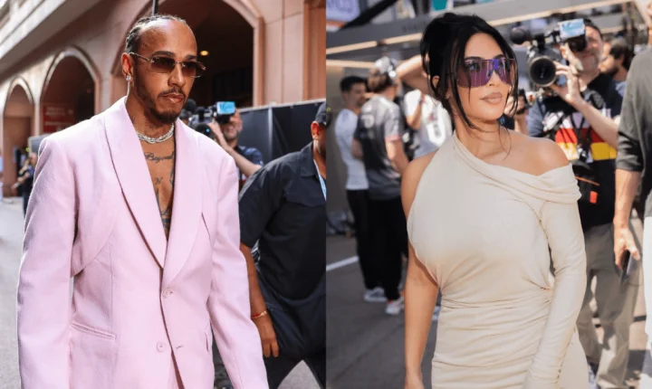 Kim Kardashian e Lewis Hamilton combinam look em 2º dia de F1 em Mônaco