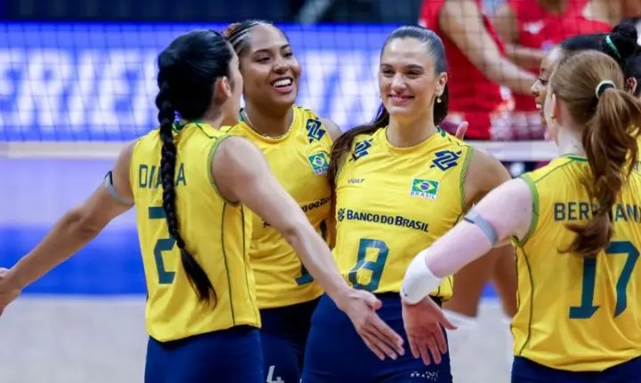 Seleção feminina sofre no início, mas vence República Dominicana na Liga das Nações de vôlei